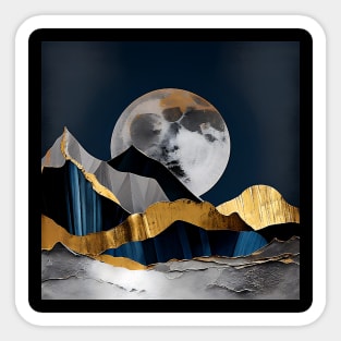 Metallic Moonlit Mountains Sticker